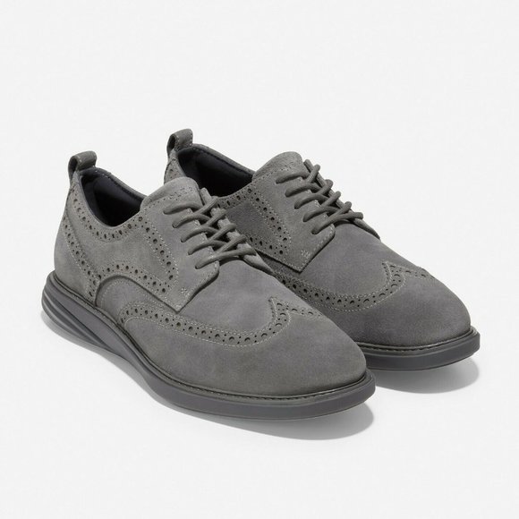 Cole Haan Men's GrandEvolution Gray Suede Wingtip Oxford casual Shoes 11.5M  NIB - Picture 1 of 8